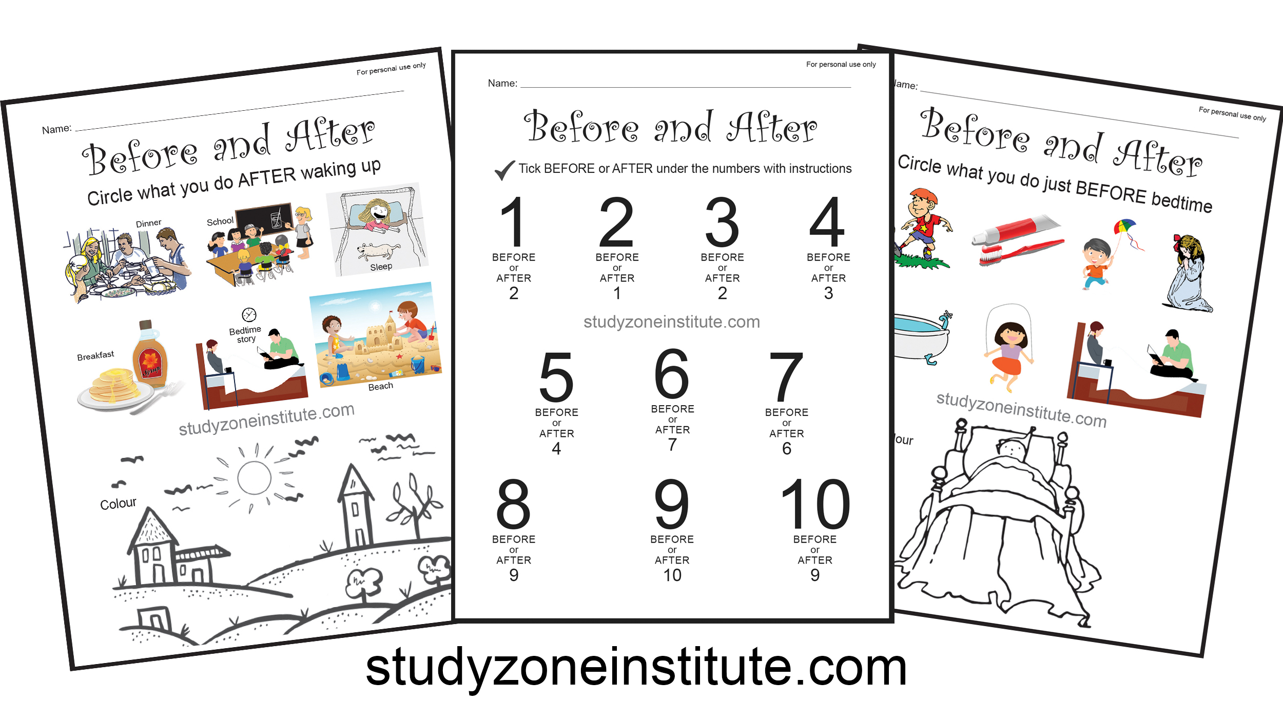 Before And After Worksheets Study Zone 